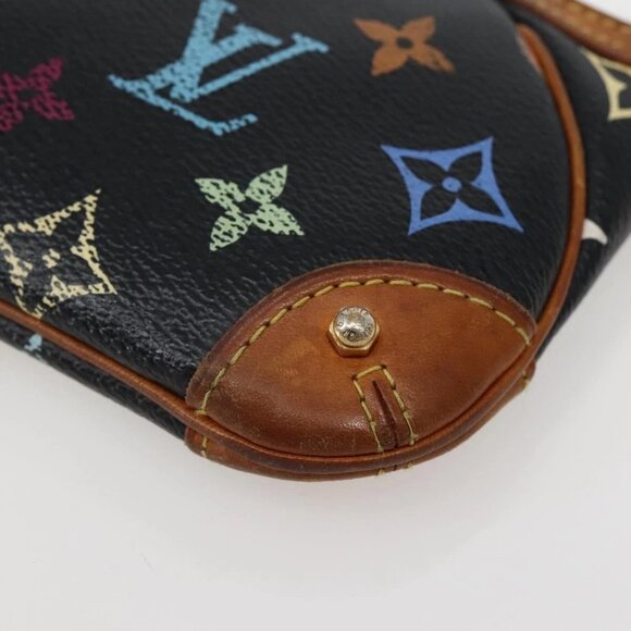 LOUIS VUITTON Multicolor Pochette Mila MM Pouch Black M60097 LV Auth 143169 - Picture 4 of 16